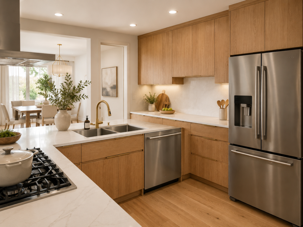 wood paneling Kitchen marble